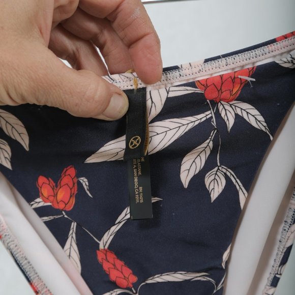 NWOT ViX‎ by Paula Hermanny Loop Bikini Bottom Retro Flower, Navy Pink  S - Picture 8 of 16